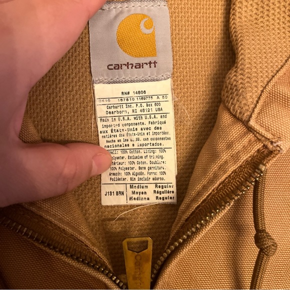 Carhartt Jacket Brown Hooded J131 Size Medium Mens Distressed Work Jacket - Picture 4 of 11
